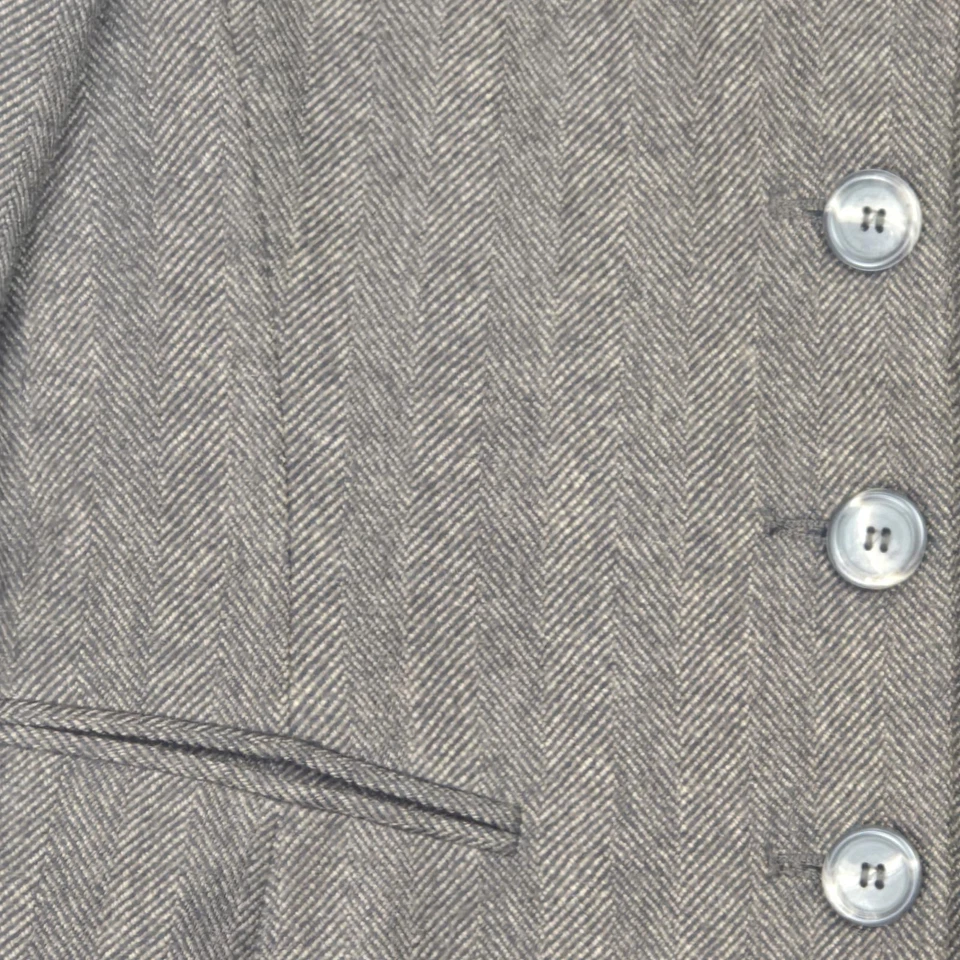 Blazer Max Mara Etiqueta Blanca Italia 100% Lana Marrón Espiga Talla 6 Ver Foto 2 de 4