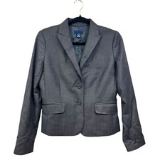 J. Crew Womens Super 120's Blazer Suit Wool Pinstripe Gray 2 Button Lined Sz 4