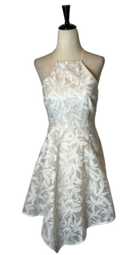 Keepsake Dress Women XS Ivory White Floral Lace Halter Neck