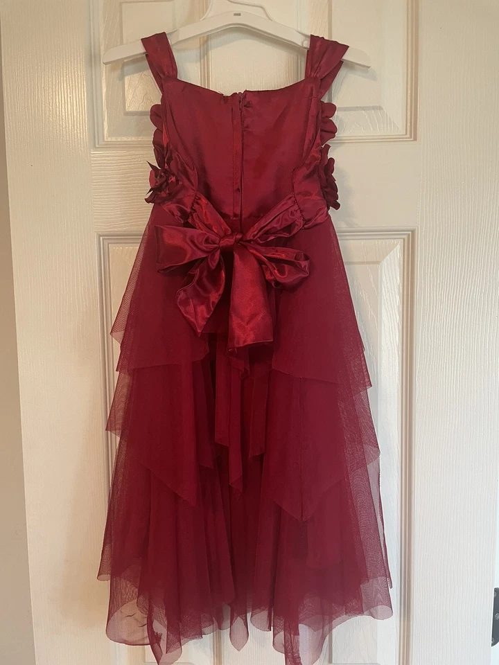 Vestido rojo elegante sin mangas talla 5 para niñas Foto 2 de 3