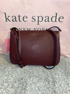 Kate Spade Jackson Cherrywood Leather Triple Gusset Crossbody