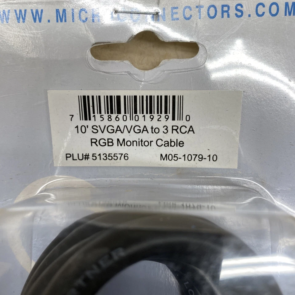 SVGA/VGA TO 3 RCA  RGB Monitor Cable 10FT New - Image 2 of 4
