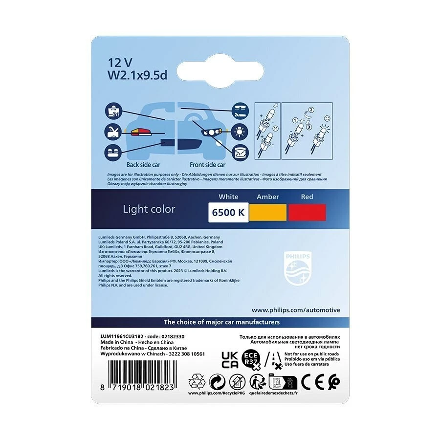 Philips Pro3100 Luz LED 194 Blanco 6500K Dos Bombillas Frontal Lateral Marcador Lámpara JDM Foto 4 de 4