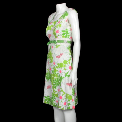 Vtg 60s Tizzie Gregg Draddy Mod Go-go Dress White Green size jr 6 or XS - 049 - Picture 6 of 11