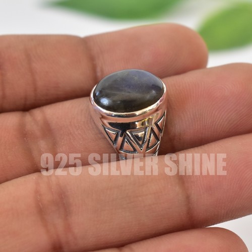 LABRADORITE NATURAL GEMSTONE 925 STERLING SILVER HANDMADE JEWELRY RING 3 TO 12 - Picture 6 of 10