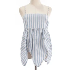 Ganni NWT Sleeveless Tulip Top Size 38 US 6 in Blue/White/Red Stripes Cotton