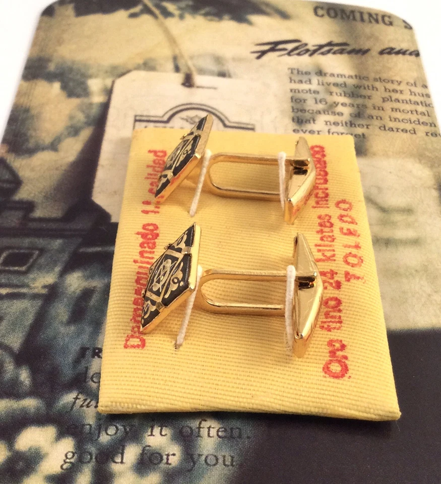 Gemelos gemelos vintage de oro joyería antigua Toledo Damasceno Foto 3 de 4