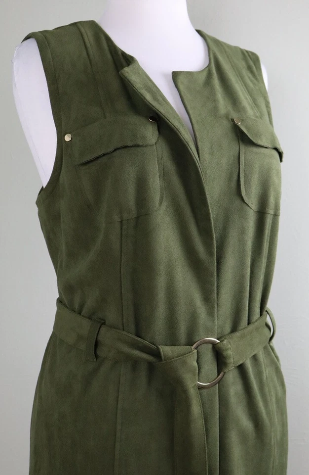 CHICO'S NWT $149 Faux Suede Belted Vest Jacket Top Size 2 Large / 12 / 14 - Image 3 of 4