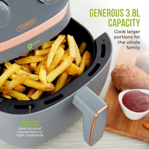 Tower Air Fryer T17126GRY - Vortx 3.8L Colour Grey - New Item, Box Damaged - Picture 3 of 7