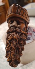 Antigua pipa de espuma de mar soldado espartano barba larga con casco y visera cabeza de 4,5"