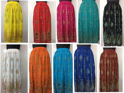 Rock Taille Damen Lang Pailletten Rock Boho Bollywood Bauchtanz Hippie Gypsy