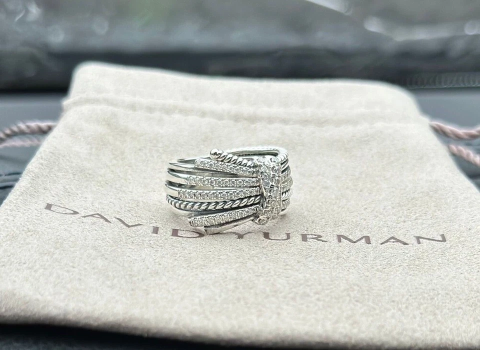 Anillo David Yurman Plata de Ley 925 Angelika Pavé Diamantes .67ct Talla 6 Foto 3 de 4