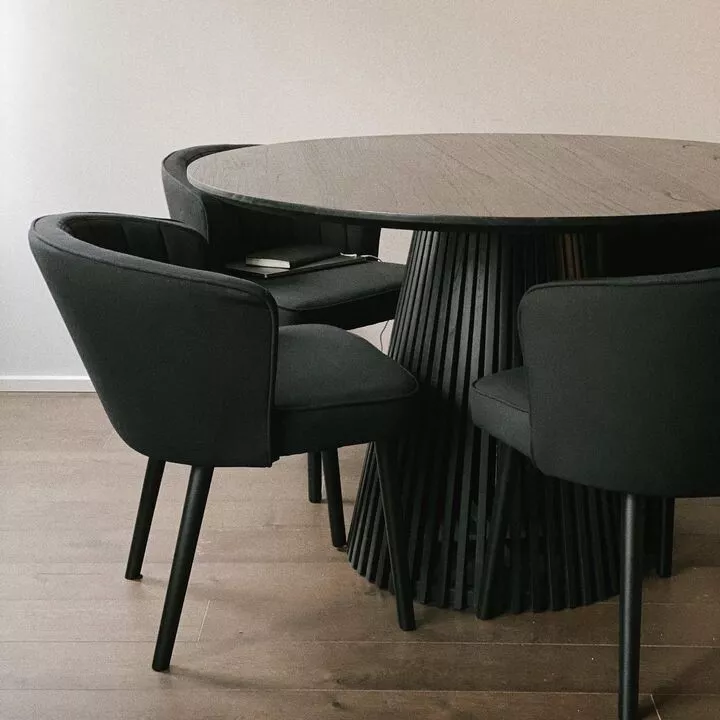 Black wood round sale table