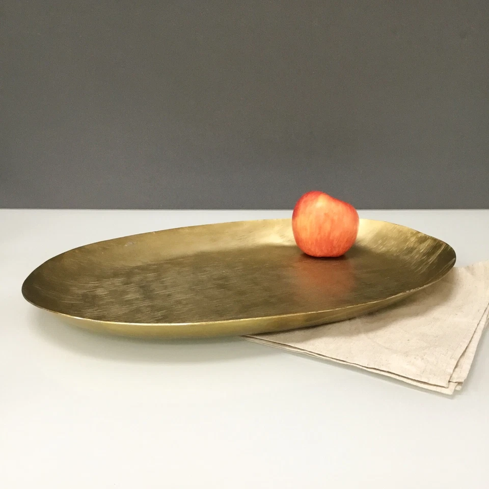 XL Gold Gilded Stainless Steel Oval Tray - Image 2 of 2
