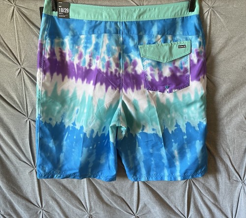 Hurley Swimtrunks Boys 18/29 Tie Dye New With Tags Neptune Blue 9” Inseam - Picture 6 of 9