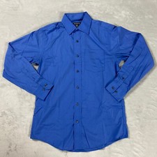 GEORGE Mens Size S 34-36 Dress Shirt - Blue,Long Sleeve, Button Up