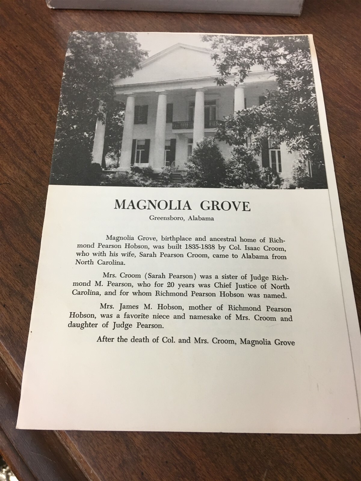 Original 1960's Magnolia Grove Greensboro, Alabama Brochure eBay