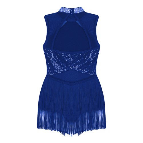UK Girls Sparkle Sequins Dress Sleeveless Mesh Latin Jazz Modern Dance Costume - Picture 32 of 46