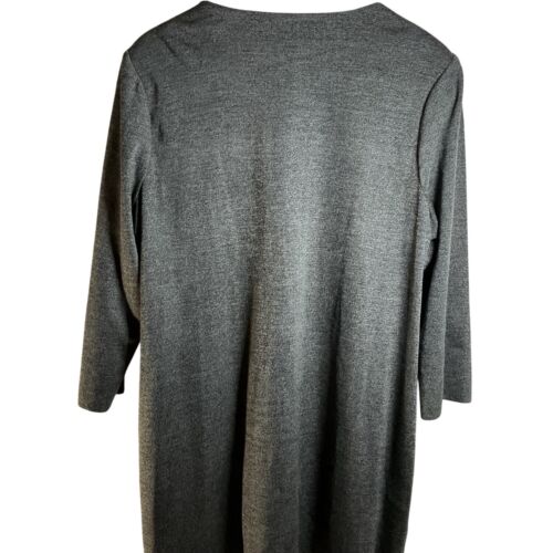 Misook Strickjacke Staubtuch Gr. 0X grau lang vorne offen Ösen Details - Bild 6 von 10