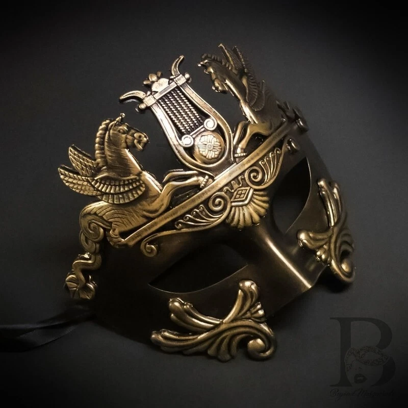 Couples Gold Hercules and Gold Angel Costume Party Masquerade Masks Set - Image 3 of 4