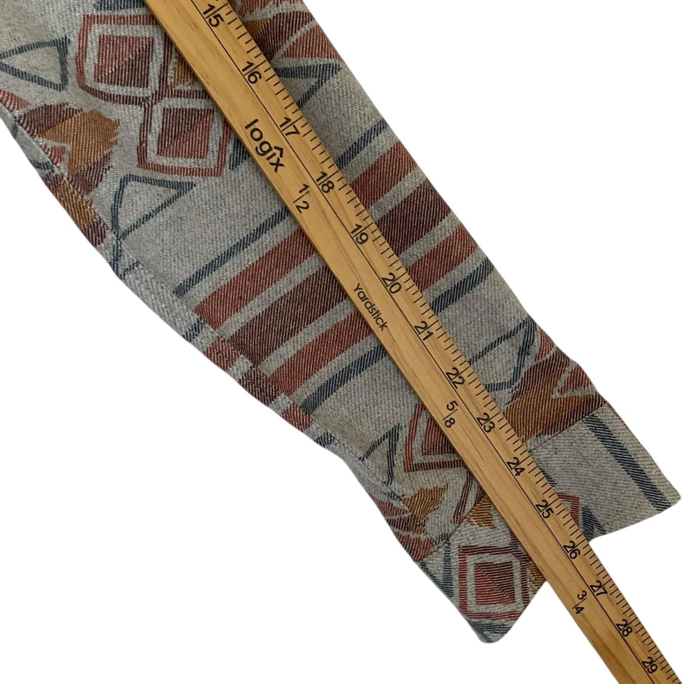 Eddie Bauer Flannel Shirt Mens L Gray Aztec Button Down Outdoor Hiking Southwest - Image 4 of 4