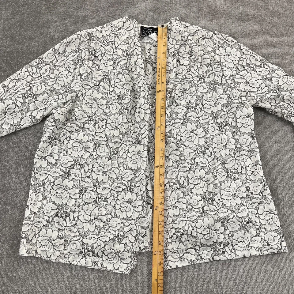 ALEX EVENINGS Mujer Talla 3X 2 Piezas Conjunto Negro Blanco Floral Chaqueta Tanque Malla Foto 4 de 4