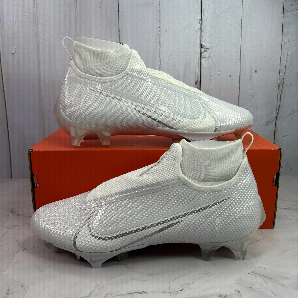 Mens Sz 9 Nike Vapor Edge Pro 360 Triple White/Chrome 