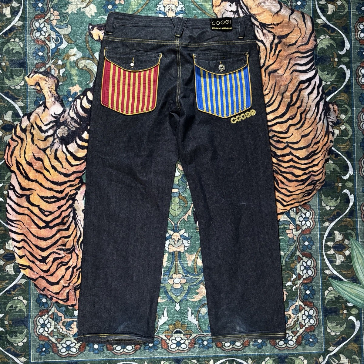 Vintage Y2K Coogi Jeans Baggy Wide Leg Embroidered Grunge 42x34