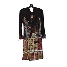 SAVE THE QUEEN Stretch Mesh Dress w/charms and ribbon sz XL Art to Wear Italy