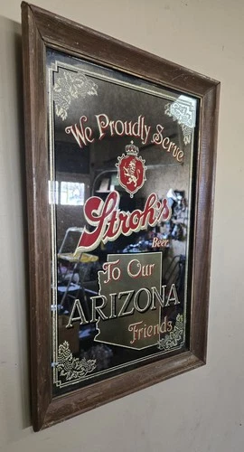 Rare Vintage Stroh's Beer Mirror Arizona advertising store bar tavern sign