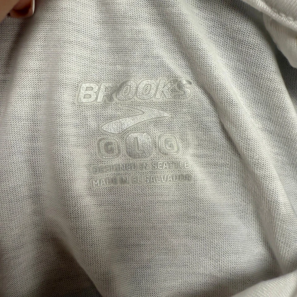 Brooks Long Sleeve Running Top White Stripe Activewear Athleisure Womens L - Image 2 of 4