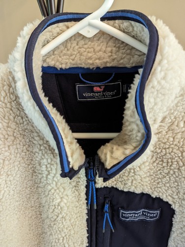 Vineyard Vines Men's Sherpa Sleeveless Vest Zip Closure Pocket Oatmeal Sz L - Picture 4 of 14