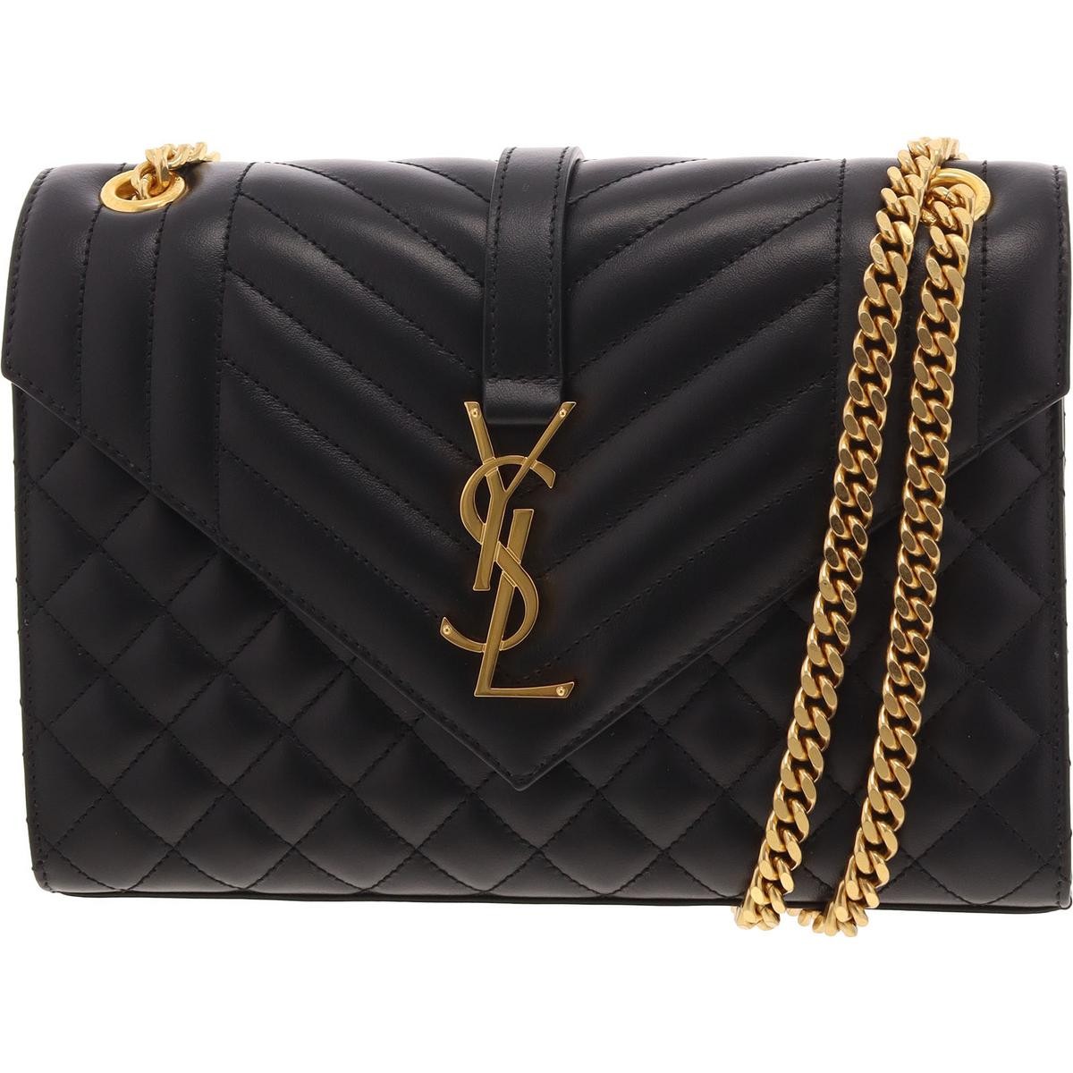 Женская черная стеганая кожаная сумка через плечо Yves Saint Laurent маленькая BHFO 7570 411490₽