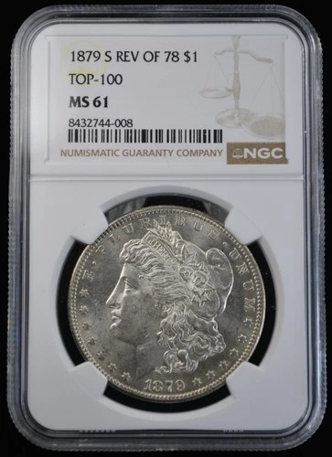 1879 S Morgan Silver Dollar Reverse Of 1878 $1 - NGC MS 61 Top 100