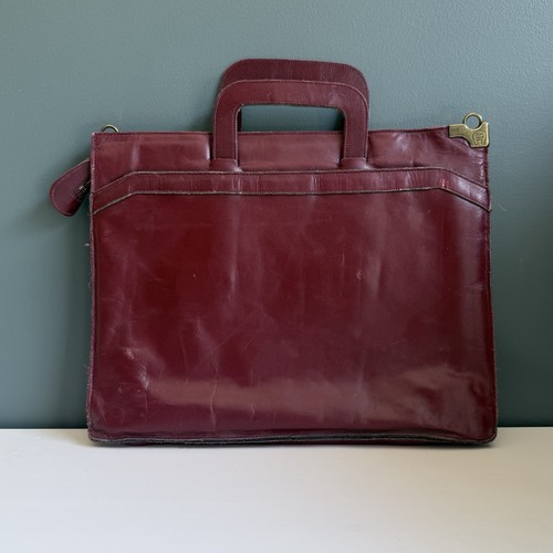 Vintage Etienne Aigner Ochsenblut Leder Dokument Aktentasche Portfolio T64
