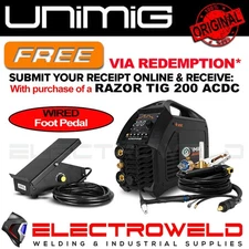 UNIMIG Razor Tig 200 ACDC Welder + Torch Pulse Stick AC/DC U12002K