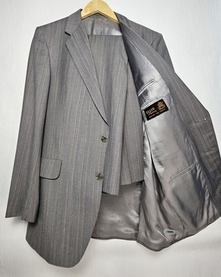 Vintage Magee reine Wolle grau Nadelstreifen Anzug 40 L Seitenversteller Hose