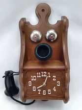 Vintage Spartus Telephone Wall Clock MCM Tested Works Plastic Phone