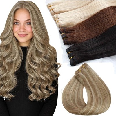 Human Hair Bundles Weave Sew in Russian Remy Hair Extensions Weft Full Head Long
