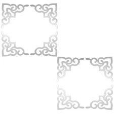 8 Pcs Hollow Mirror Wall Stickers (Silver Tone, 3.9 x 3.9")