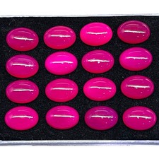 16 Pcs Natural Pink Chalcedony 14x10mm Oval Cabochon Loose Gems Wholesale Lot