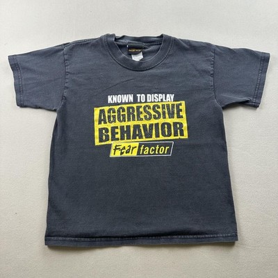 Vintage Fear Factor T-Shirt Youth Medium Black Aggressive Behavior TV Show y2k