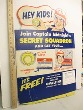 CAPTAIN MIDNIGHT 1955-1956 Ovaltine decoder member kit premium display sign #AF