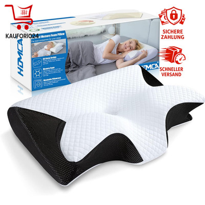 Ergonomisches Nackenkissen 2 in 1 Memory Foam 60x40cm Schwarz
