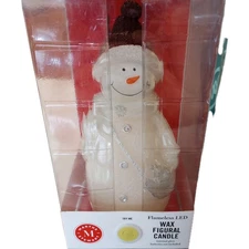 Martha Stewart WAX FIGURAL CANDLE FLAMELESS LED SNOWMAN NIB