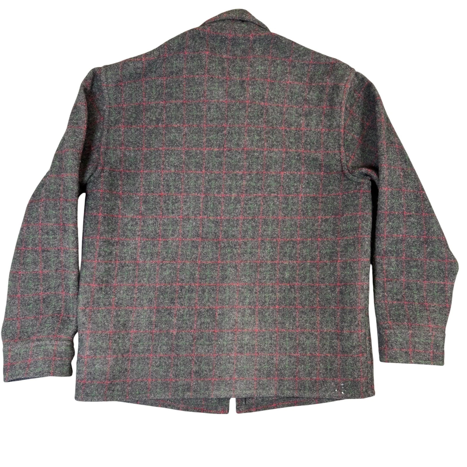 Johnson Woolen Mills Adirondack Plaid Wool Jacket Gray Red Green 10115 Large - product detail image 2
