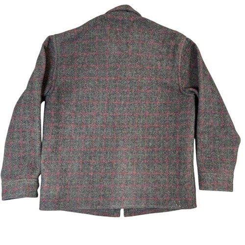 Johnson Woolen Mills Adirondack Plaid Wool Jacket Gray Red Green 10115 Large image 2