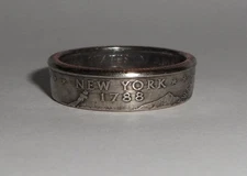 "Sealed" NEW YORK US STATE QUARTER handcrafted coin ring or pendant size 4-14