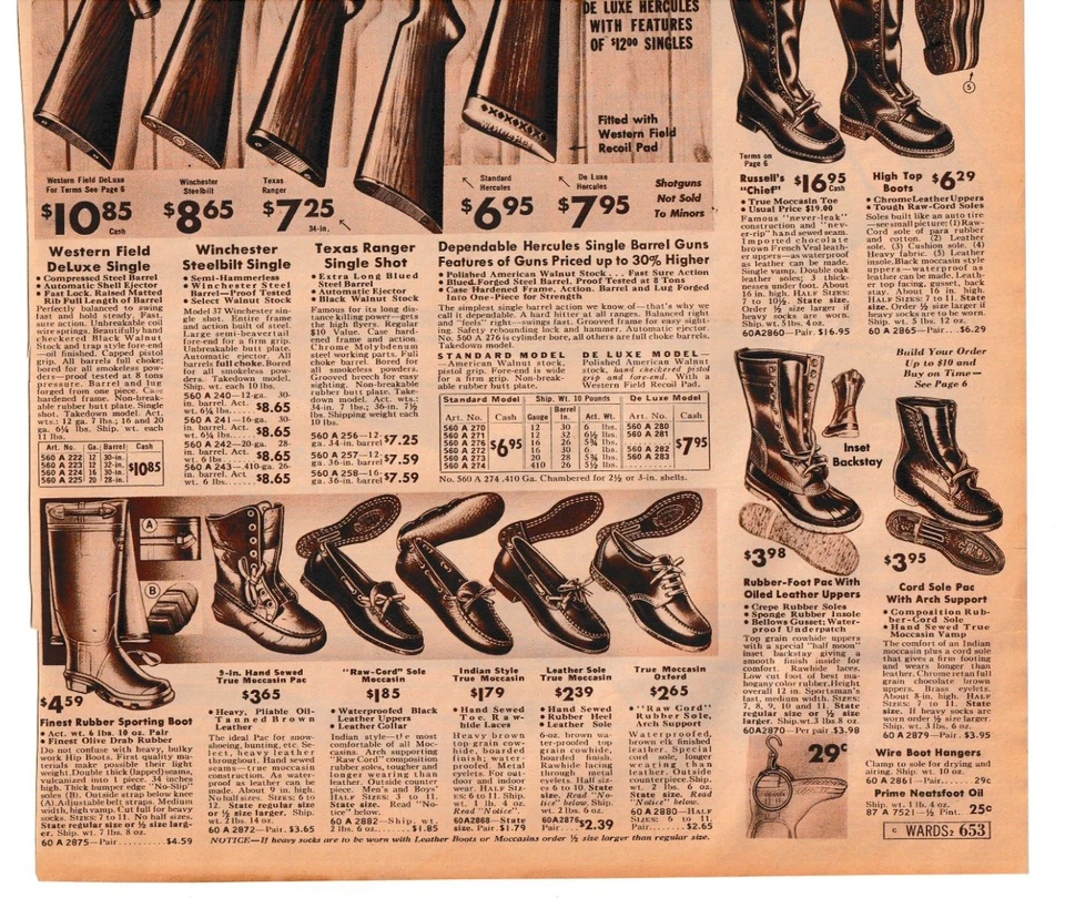 WARDS SINGLE BARREL BOLT ACTION Escopetas Botas Winchester 1938 CATÁLOGO BARRIOS Anuncios Foto 3 de 4