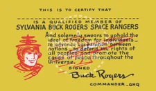 BUCK ROGERS (SYLVANIA) SPACE RANGERS CLUB MEMBERSHIP CARD - VINTAGE REPRINT